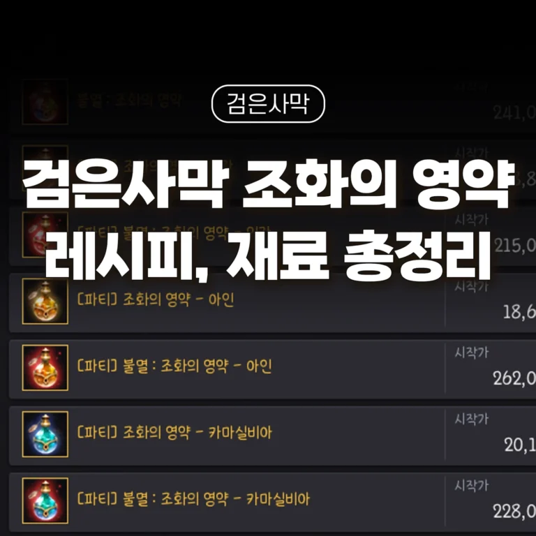 검은사막 조화의 영약 레시피, 재료 총정리 썸네일