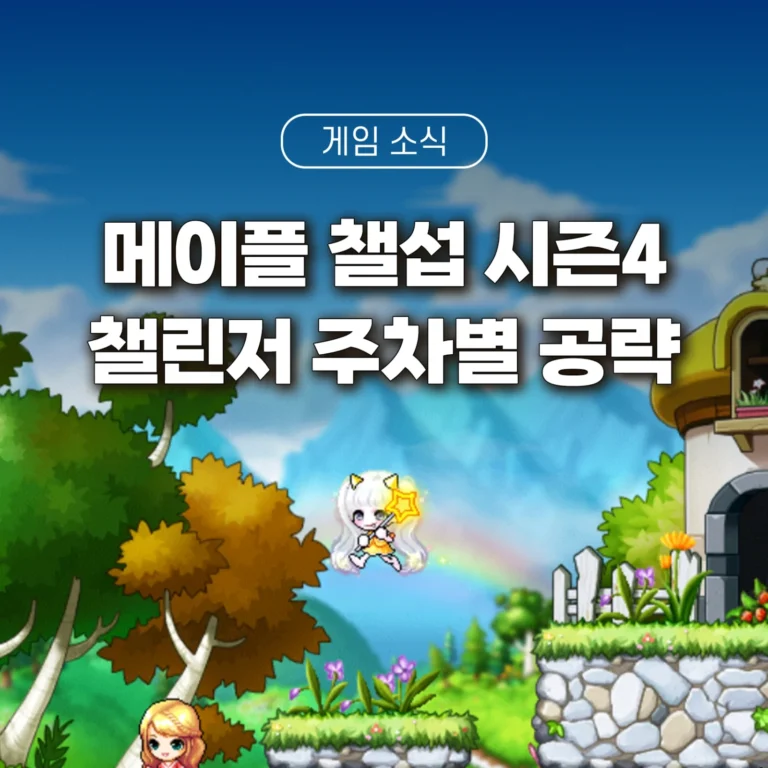 메이플 챌섭 시즌4 공략 챌린저스 월드 주차별 가이드를 설명하는 글의 썸네일입니다.