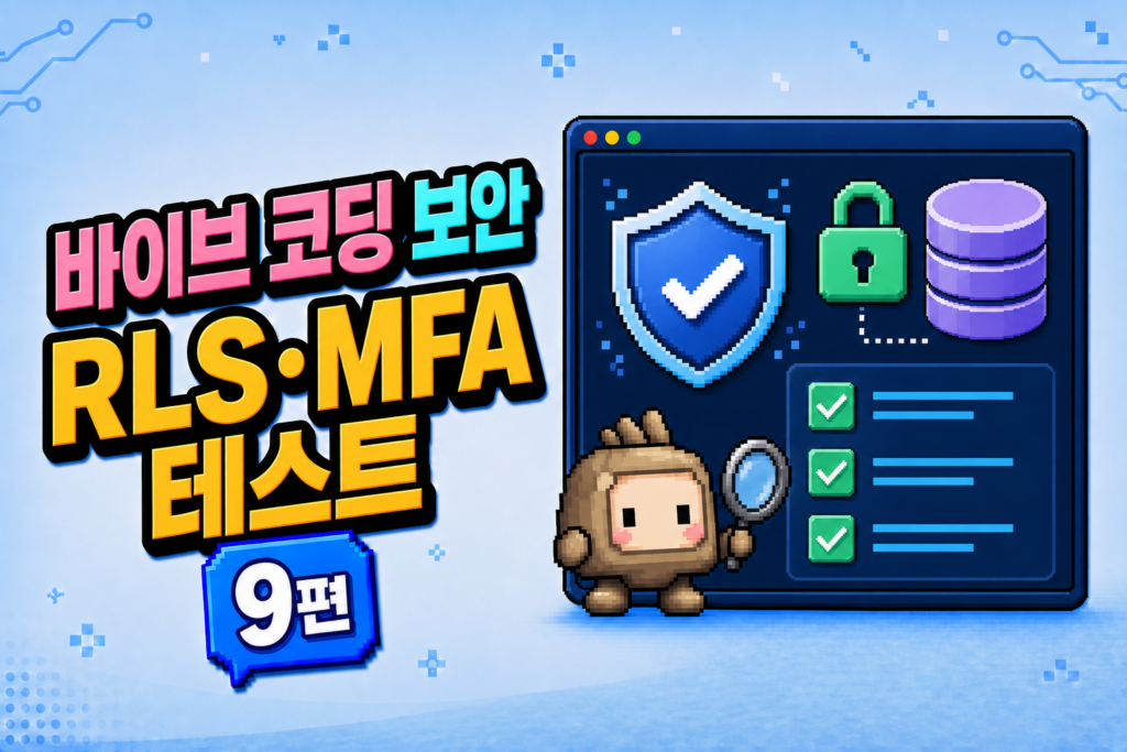 Next.js Supabase 보안 설정과 RLS MFA 테스트를 표현한 바이브 코딩 9편 썸네일